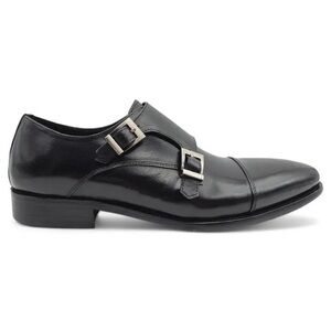 Men’s Size 13 Carucci Genuine Leather Cap Toe Double Monk Strap Shoe in Black